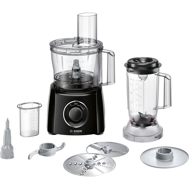 Bosch MultiTalent3 Foodprozessor mit Direktantrieb, 800W, 2,3L Schüssel, 2 Geschwindigkeiten, inkl. Mixeraufsatz, schwarz