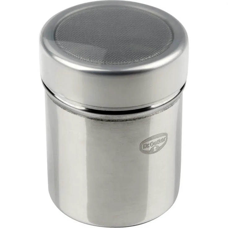 Dr. Oetker 2406 Espolvoreador Cacao y azúcar Glas repostería de Malla en Acero inoxidable, Color INOX, apto para lavavaji Siebstreuer inkl. Deckel, Rostfreier Edelstahl