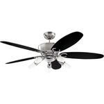 Westinghouse Lighting 132 cm Deckenventilator Arius 72559 mit fünf Leuchten und fünf Flügeln, Ausführung in Chrom mit Opalmilchglas, 7255940