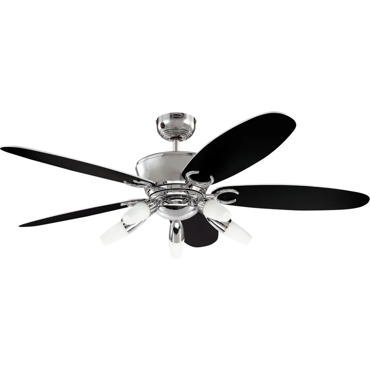 Westinghouse Lighting 132 cm Deckenventilator Arius 72559 mit fünf Leuchten und fünf Flügeln, Ausführung in Chrom mit Opalmilchglas, 7255940 – Bild 1
