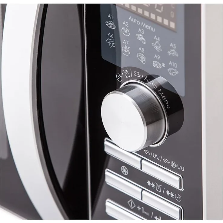 Sharp R843INW 4-in-1 Mikrowelle mit Heißluft, Grill und Konvektion, Standgerät, 25 Liter Garraum, 800 Watt, 1000 Watt Infrarotgrill, 2500 Watt Konvection, 10 Automatikprogramme, Pizza-Programm, Metalldrehteller 30 cm, silber