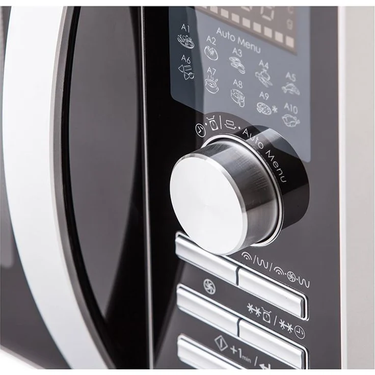 Sharp R843INW 4-in-1 Mikrowelle mit Heißluft, Grill und Konvektion, Standgerät, 25 Liter Garraum, 800 Watt, 1000 Watt Infrarotgrill, 2500 Watt Konvection, 10 Automatikprogramme, Pizza-Programm, Metalldrehteller 30 cm, silber – Bild 1