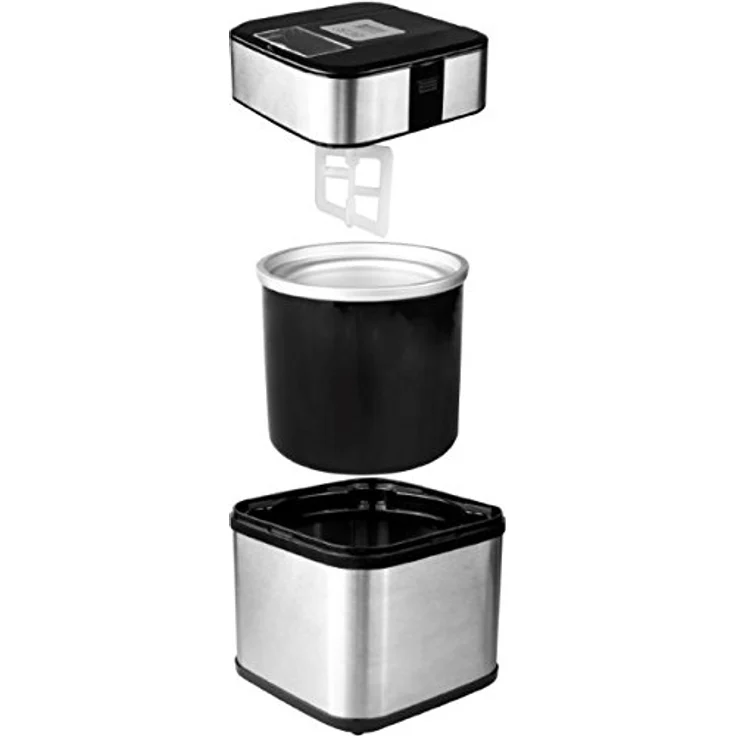 Gino Gelati GG-12W Digitale Edelstahl Eismaschine, Frozen Yogurt Maschine, 1,5 Liter, LCD-Display, inkl. Messbecher, silber, schwarz – Bild 4