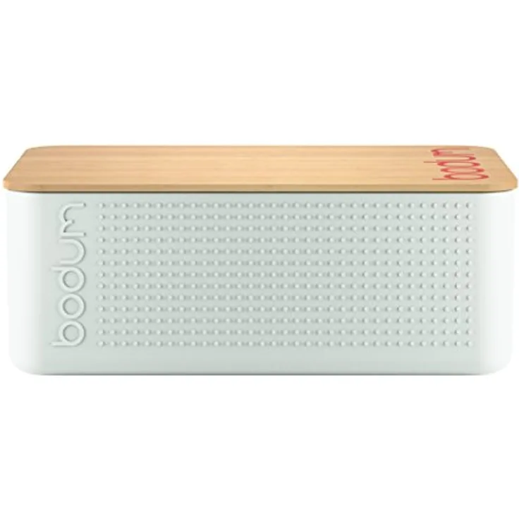 Bodum 11740-913 BISTRO Brotkasten klein Brotkasten, Kunststoff, Holz, Weiss, 19.39 x 29.4 x 10.7 cm