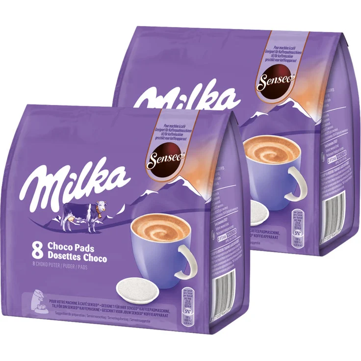Senseo Milka Choco Pads 2er Set, Schokoladengetränk, Kakaogetränk, Kaffeepads, 2 x 8 Pads - Portionen – Bild 1