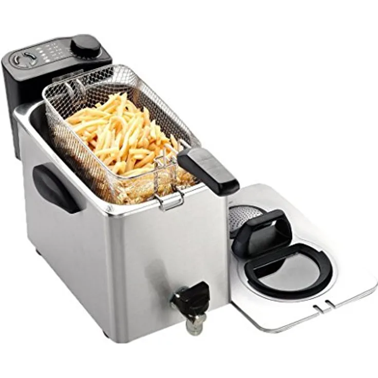 RGV Fritteuse Type 4-N edelstahl, 4 Liter Fassungsvermögen, mit Ablaufhahn, 2500 Watt
