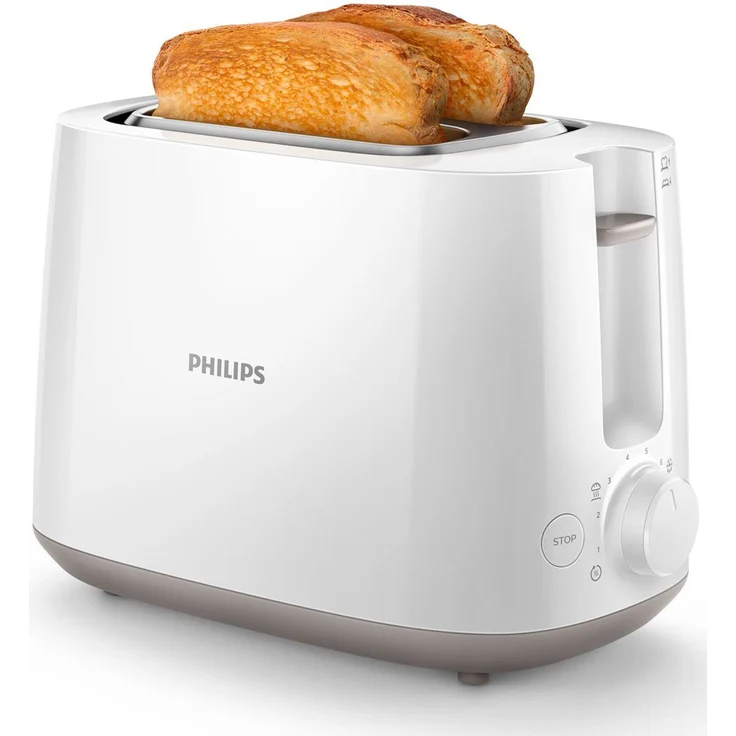 Philips HD2581-00 Toaster, integrierter Brötchenaufsatz, 8 Bräunungsstufen, weiß – Bild 2