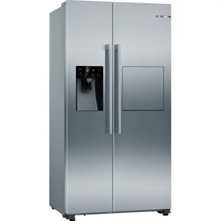 Bosch KAG93AIEP Side-by-Side-Kühlschrank, freistehend, edelstahl mit Antifingerprint, NoFrost, Schnellkühlen und -gefrieren, Wasser- und Eiswürfelspender, Festwasseranschluss, Breite 90.8 cm