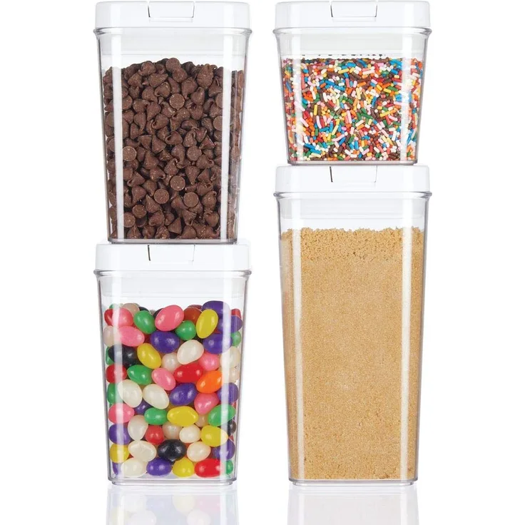 mDesign 4er-Set Frischhaltedosen ? luftdichte Aufbewahrungsbox aus Kunststoff für Küchen- und Kühlschrank ? BPA-freie Vorratsdosen für Kaffee, Müsli, Backzutaten etc. ? durchsichtig