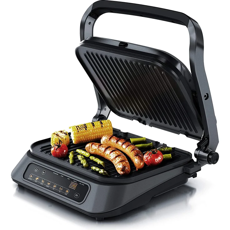 Arendo Kontaktgrill - Elektrogrill - elektrischer Tischgrill mit Digitalsteuerung 1900 W - Sandwichmaker - 7 Programme - antihaft beschichtetes Edelstahl - abnehmbare Platten Abtropfschale - GS – Bild 2