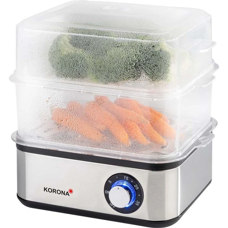 Korona 25303 Edelstahl Mini Dampfgarer und Eierkocher, Kleiner Dämpfer für Gemüse, Profi Kocher für bis zu 16 Eier – Bild 2
