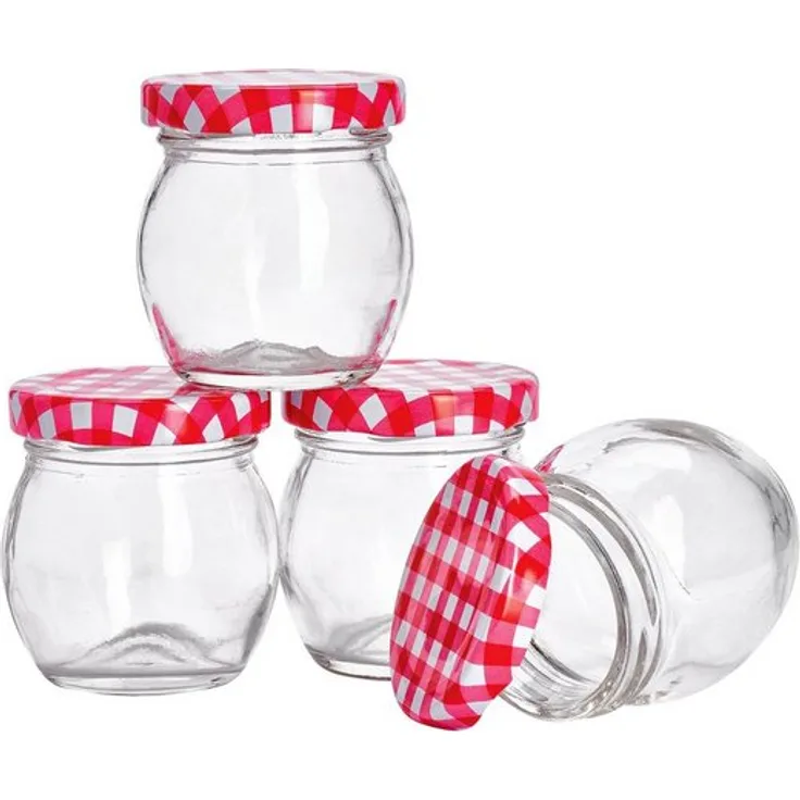VBS Einmachglas, Glas, bauchig, 4 Stück