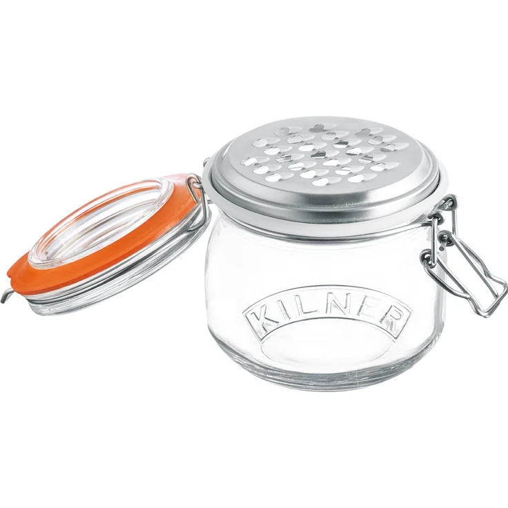 Kilner 0025.841 Reibenset-Edelstahlreibe mit Bügelverschluss Glas, 5 Liter Reibe, transparent