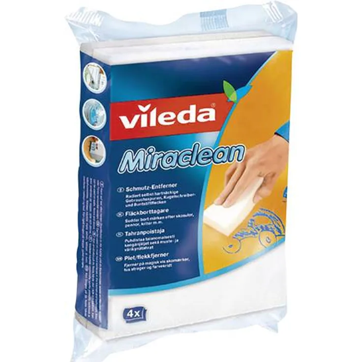 Vileda Miraclean Schmutzradierer - optimal zum Lösen von Schmutz auf harten Oberflächen (1x4 Stk.)