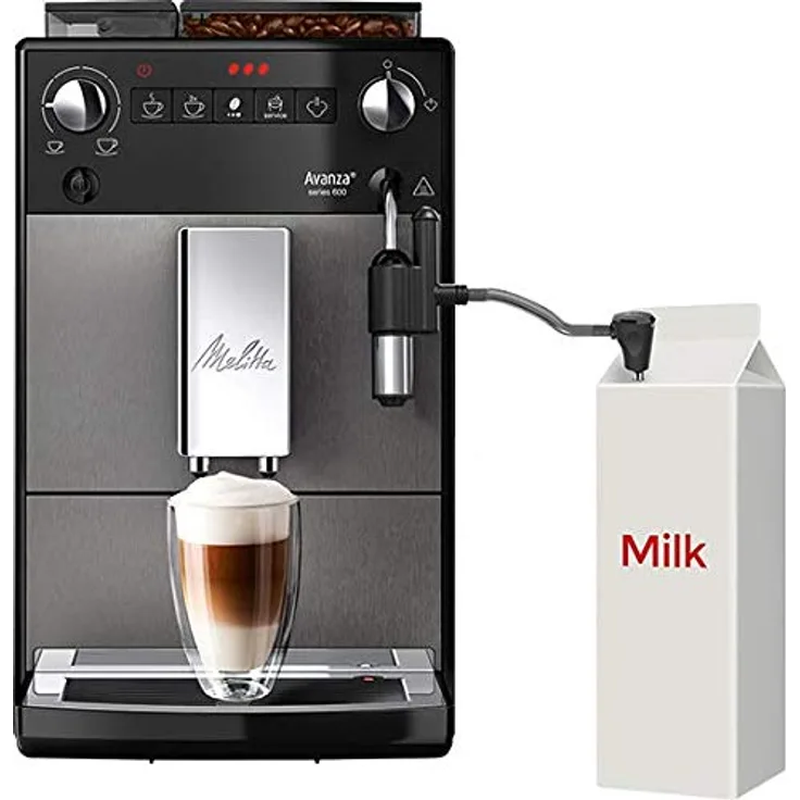Melitta Milchlanze für Kaffeevollautomaten, Edelstahl, Schwarz