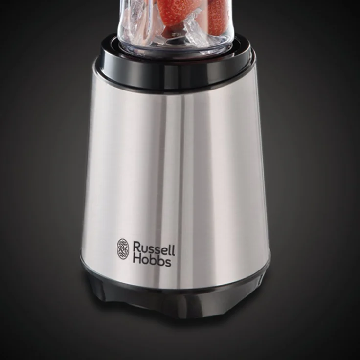 Russell Hobbs 23470-56 Mix&Go Steel Standmixer, 300W, inkl. 2 BPA-freie & spülmaschinenfeste Tritan Trinkflaschen + Deckel (600ml), 23.500 U-min, elektrischer Zerkleinerer, Mixer, kompakter Smoothie-Maker, edelstahl, schwarz – Bild 3