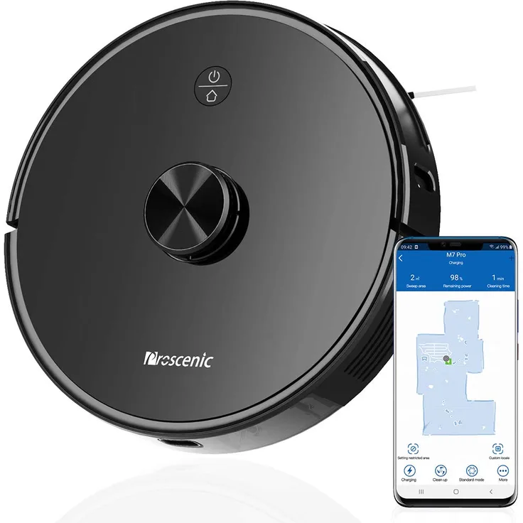 Proscenic M7 PRO WLAN Saugroboter, Staubsauger Roboter mit Laser-Navigation, App- und Alexa Steuerung, Saugroboter mit Wischfunktion, starke Saugkraft für Tierhaare und Teppiche