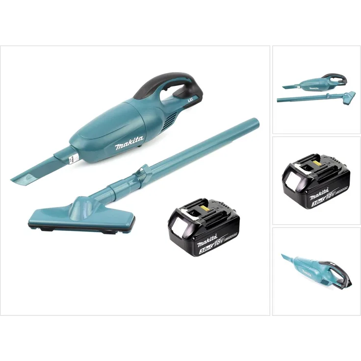 Makita DCL 180 18 V Li-Ion Akku Staubsauger inkl. Düsen + 1x 3,0 Ah Akku - ohne Ladegerät