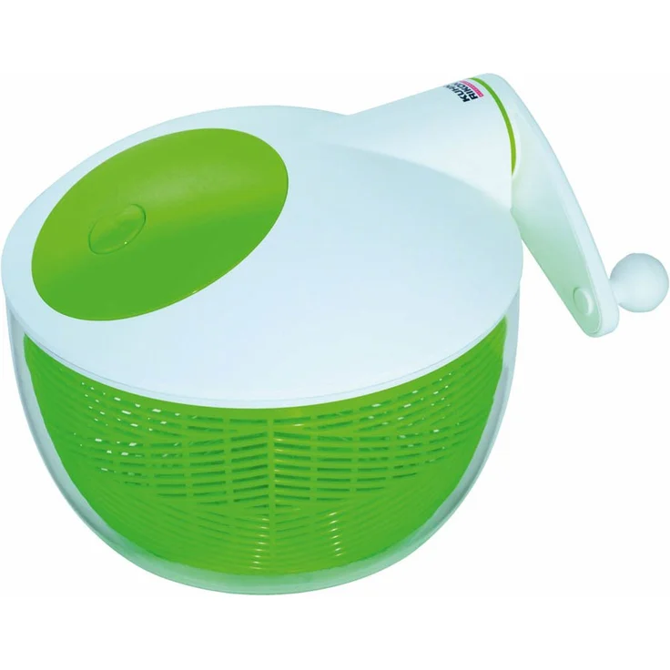 Salatschleuder 26 cm, weiss-grün - mit Stopptaste auf dem Deckel