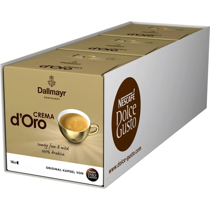 Nescafé Dolce Gusto Dallmayr Crema d´Oro, Kaffee, Kaffeekapsel, 3er Pack, 3 x 16 Kapseln
