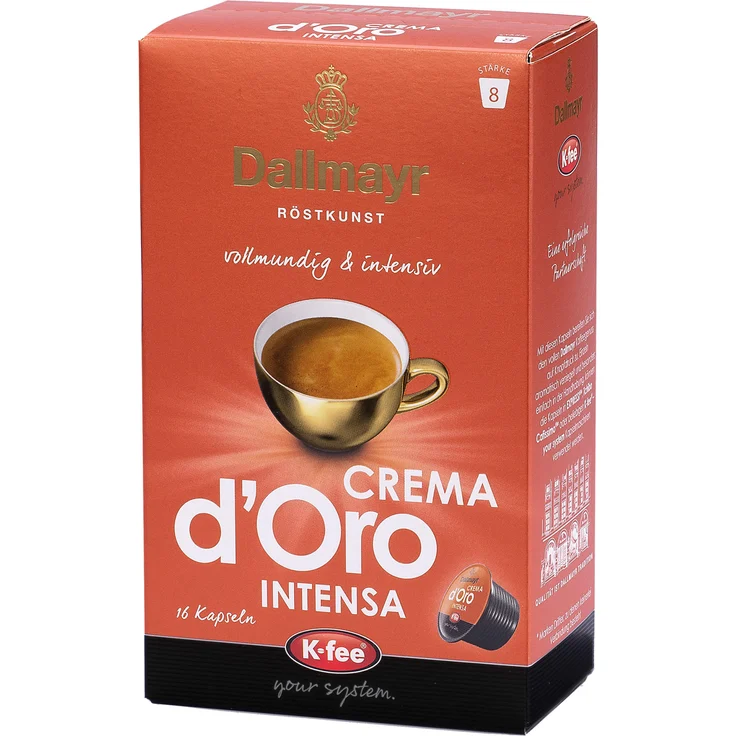 K-Fee Dallmayr Crema dOro Intensa, Kaffee, Lungo, Röstkaffee, Arabica Kaffee, Kaffeekapseln, 16 Kapseln, 700807 – Bild 1