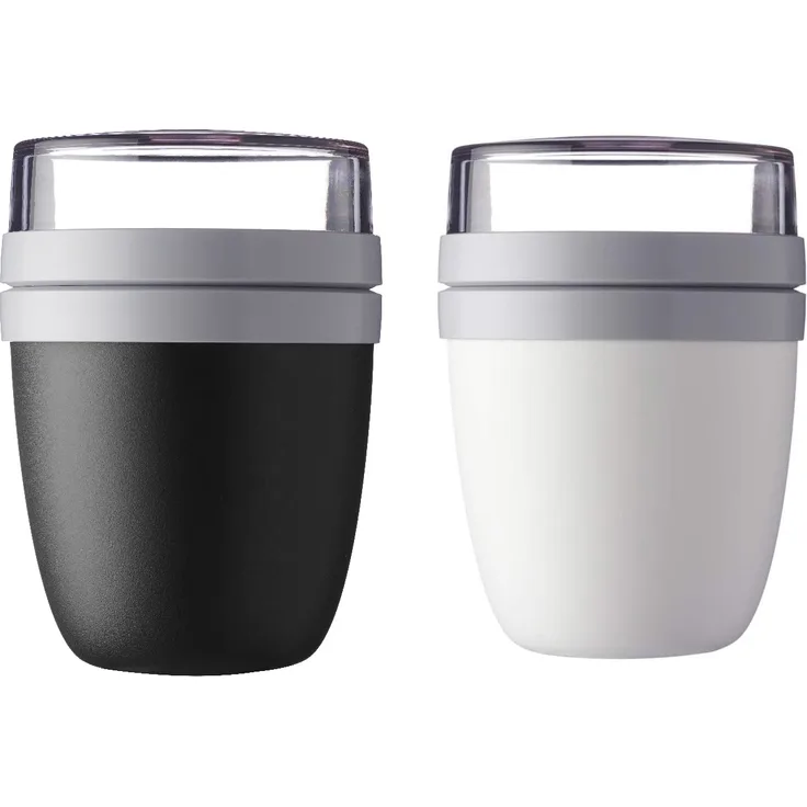 Mepal Lunchpot Ellipse 2-er Set Lunchbox Essensbehälter Reisebecher (Black and White)