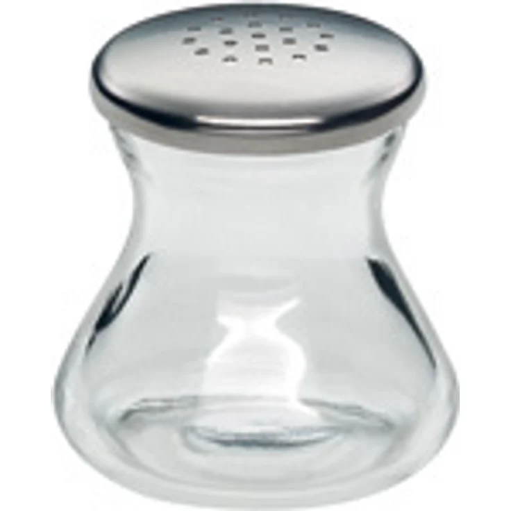 WMF Wagenfeld Pfefferstreuer Max und Moritz Glas, Cromargan Edelstahl, spülmaschinengeeignet, H 4,5 cm – Bild 1