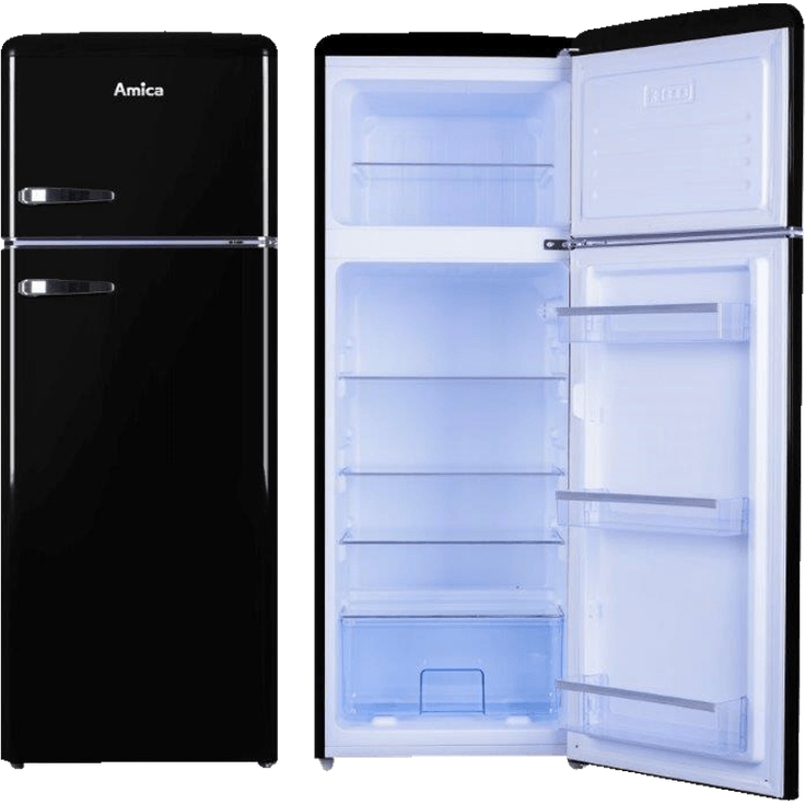 Amica KGC 15634 S Kühl-Gefrierkombination, freistehend, schwarz, Lagerzeit bei Störung 12 h, Breite 55 cm