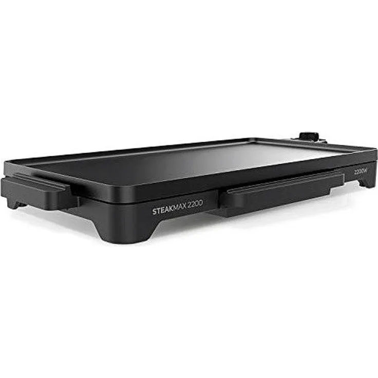 Taurus Steakmax Tischgrill, glatte, antihaftbeschichtete Grillplatte, 49 x 27 cm, 2200 Watt, Schwarz