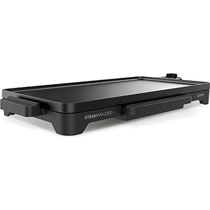Taurus Steakmax Tischgrill, glatte, antihaftbeschichtete Grillplatte, 49 x 27 cm, 2200 Watt, Schwarz – Bild 1