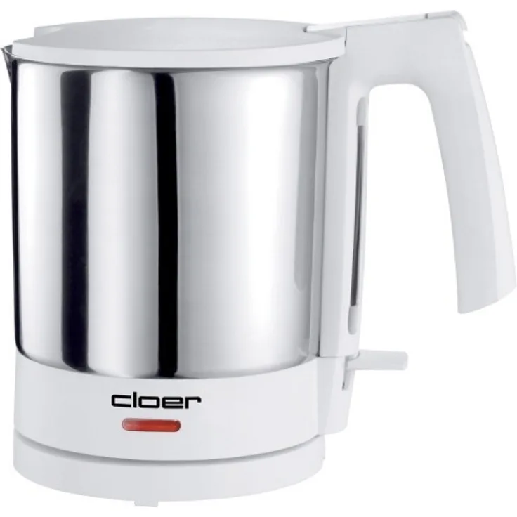 Cloer 4711 Wasserkocher, 2000 W, Trockengeh- und Überhitzungsschutz, innen liegende Füllmengenmarkierung,1,5 Liter, Edelstahl, weiß