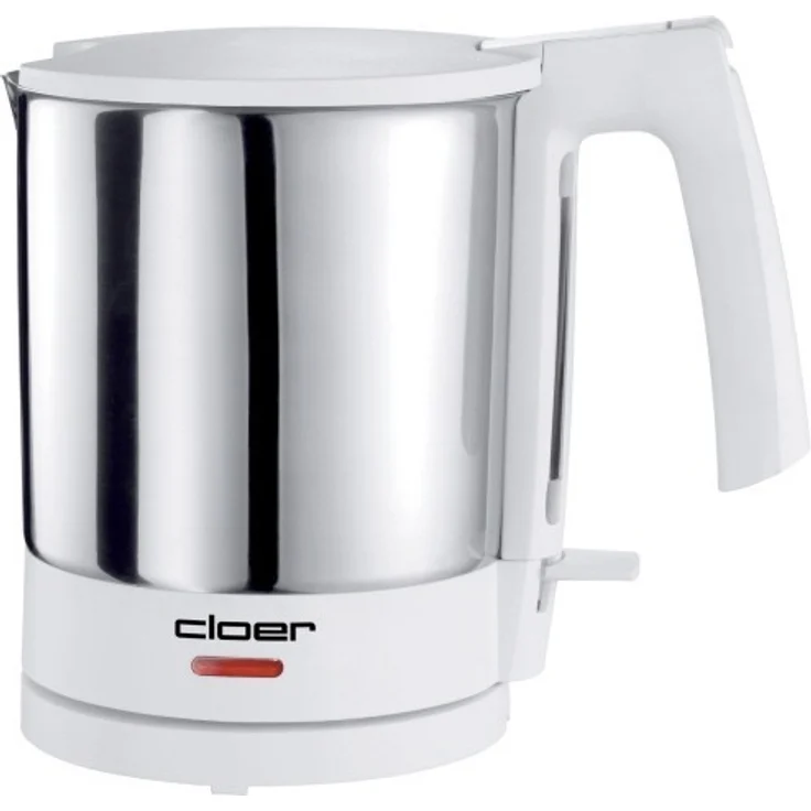 Cloer 4711 Wasserkocher, 2000 W, Trockengeh- und Überhitzungsschutz, innen liegende Füllmengenmarkierung,1,5 Liter, Edelstahl, weiß – Bild 1