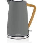 Nedis KAWK510EGY Wasserkocher, 1,7 l, 1850 - 2200 W, Soft-Touch, Trockengehschutz, Selbstabschaltung, Verdeckte Heizelement, Strix-Controller, Wasserstandsanzeige, Antikalk-Filter, grau