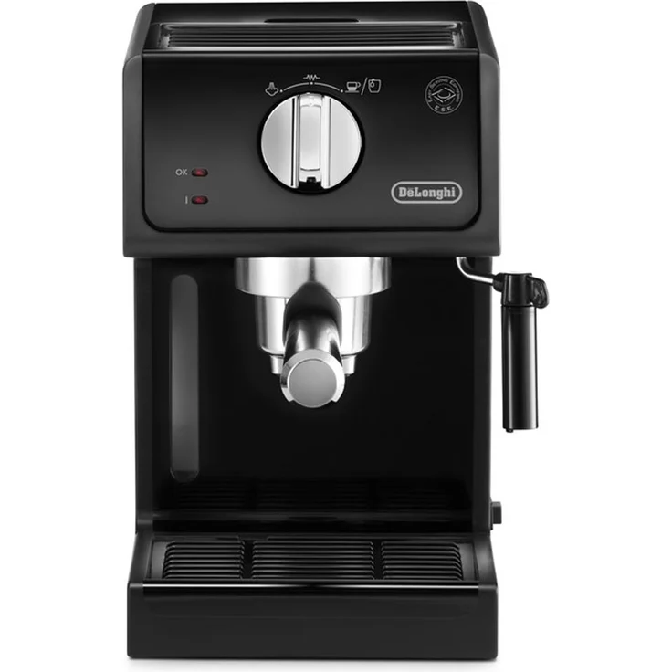 De'Longhi ECP 31.21 Espresso Siebträgermaschine, Siebträgerhalter mit Aluminium Finish, Milchschaum Düse, Filtereinsatz für 1 oder 2 Tassen Espresso, Auch für Pads Geeignet, Schwarz – Bild 4