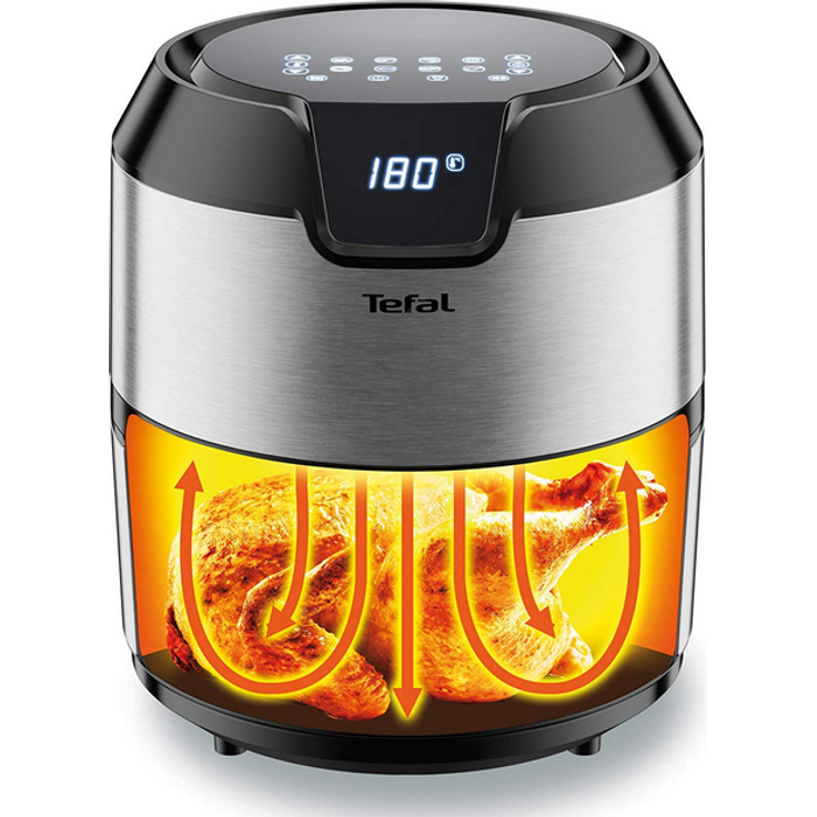 Tefal EY401D Easy Fry Deluxe Heißluftfritteuse, ohne Öl, 1500 Watt, 4,2 Liter Kapazität, für bis zu 6 Portionen, schwarz, silber – Bild 2