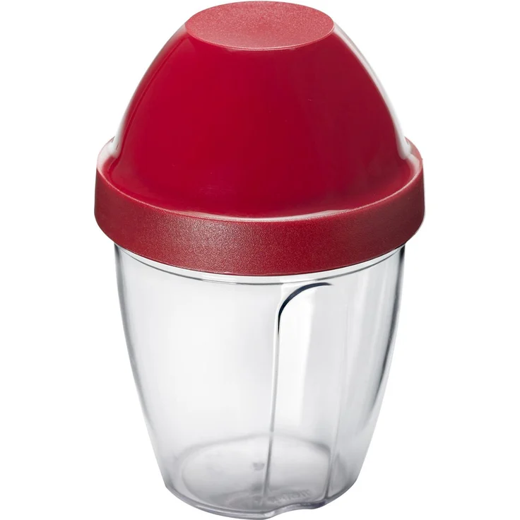Westmark Mini-Dressingshaker, Schüttelbecher, Mit herausnehmbarer Mixscheibe, Füllvolumen: 0,25 Liter, Kunststoff, Mix-Ei, Rot-Transparent, 30892270