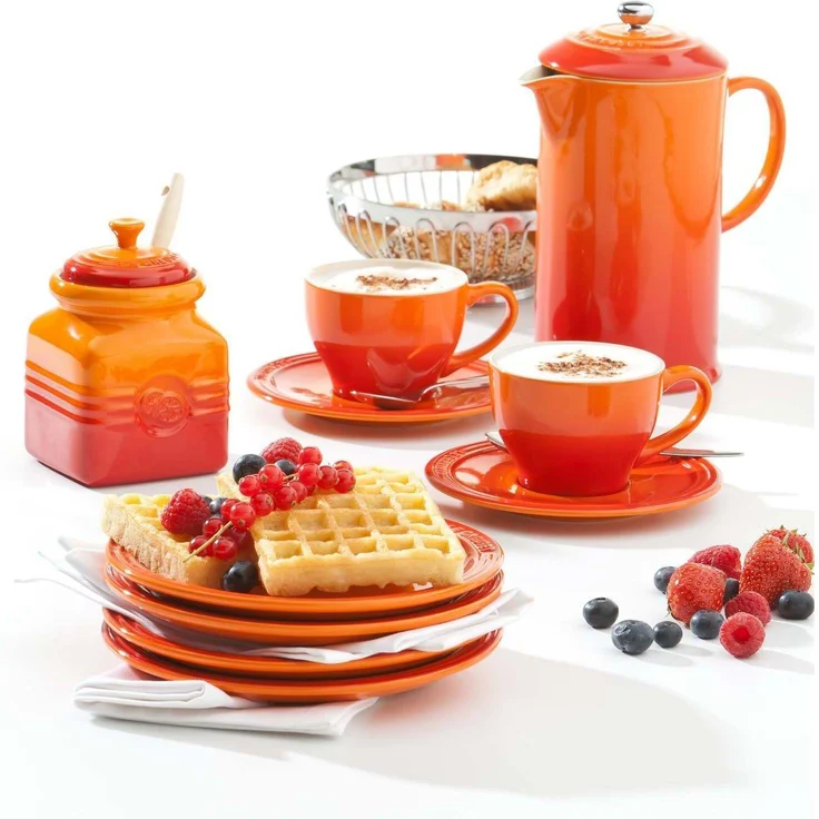 Le Creuset Kaffee-Bereiter-French Press mit Edelstahl-Presseinsatz, 800 ml, Steinzeug, Ofenrot – Bild 3