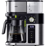 Braun MultiServe Kaffeemaschine KF 9050 Filterkaffeemaschine mit Direktwahl von 7 Portionsgrößen, inkl. Glaskanne, Touch Display und Zeitschaltuhr, 1750 Watt, Schwarz-Edelstahl