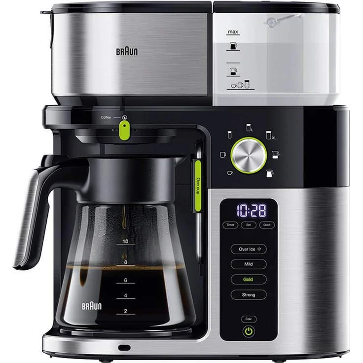 Braun MultiServe Kaffeemaschine KF 9050 Filterkaffeemaschine mit Direktwahl von 7 Portionsgrößen, inkl. Glaskanne, Touch Display und Zeitschaltuhr, 1750 Watt, Schwarz-Edelstahl – Bild 1