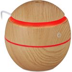 Aroma Diffuser, für Wasser & ätherische Öle, Raumbefeuchter 150 ml, LED Farbwechsel, USB Anschluss, hellbraun