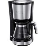 Russell Hobbs Mini-Kaffeemaschine Compact Edelstahl, 0,6l Glaskanne, bis 5 Tassen, platzsparend, Permanentfilter, Abschaltautomatik, 650 Watt, Warmhalteplatte, kompakte Filterkaffeemaschine 24210-56