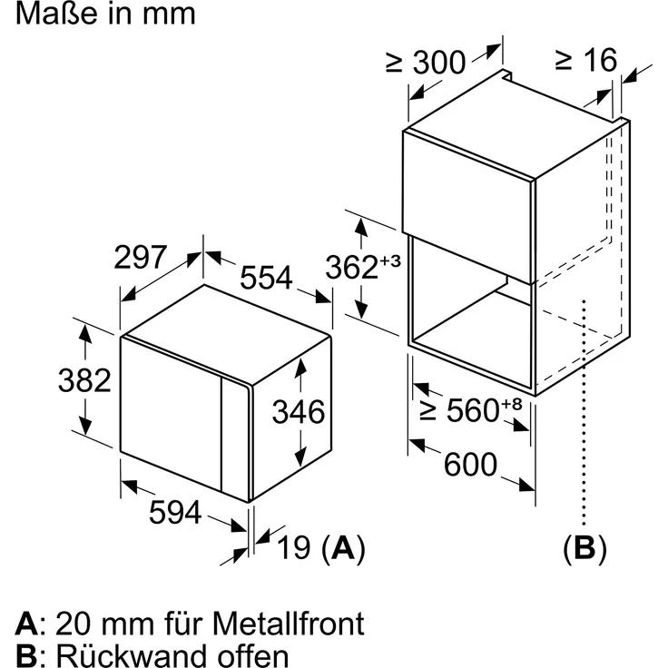 Neff HLAWD23N0 Mikrowelle, Einbaugerät, 20 Liter Garraum, 800 Watt, Auftauen – Bild 4