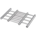 axentia Topfuntersetzer grau, ausziehbarer Pfannenuntersatz, Topf-Untersetzer aus pflegeleichtem Edelstahl, hitzebeständiger Untersetzer für Töpfe und Pfannen