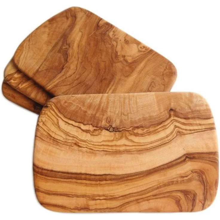 Olivenholz-erleben Frühstücksbrett, Olivenholz, (Set, 4-St), je Gr. 22 x 14 cm