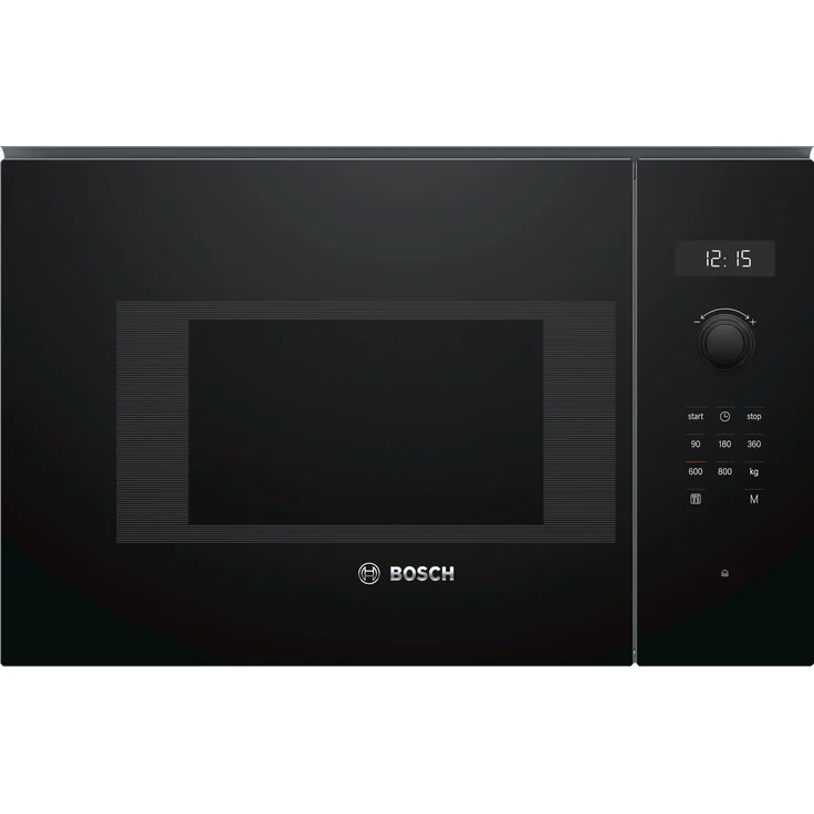 Bosch BFL524MB0 Serie 6 Mikrowelle, Einbaugerät, 800 Watt, 20 Liter Garraum, Drehteller 25,5 cm, Türanschlag Links, 7 voreingestellte Automatikprogramme, Elektronische Türüffnung, schwarz – Bild 1