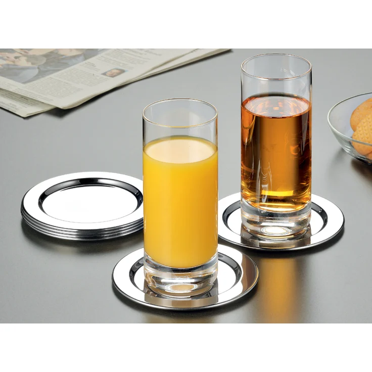 APS Untersetzer Set (6 Stück) aus hochwertigem Edelstahl poliert, Ø 12 cm, schwere Ausführung, Rand eingerollt, hochglanzpolierte Glasuntersetzer, rund – Bild 3