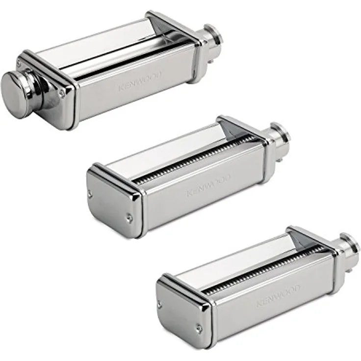 Kenwood Pasta-Set MAX980ME Zubehör für Kenwood Küchenmaschinen, elektrische Nudelmaschine mit Lasagne-Walze und Spaghetti und Fettuccine Aufsatz, Edelstahl, silber