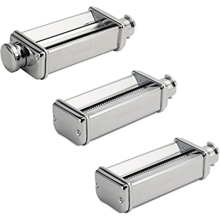 Kenwood Pasta-Set MAX980ME Zubehör für Kenwood Küchenmaschinen, elektrische Nudelmaschine mit Lasagne-Walze und Spaghetti und Fettuccine Aufsatz, Edelstahl, silber – Bild 1