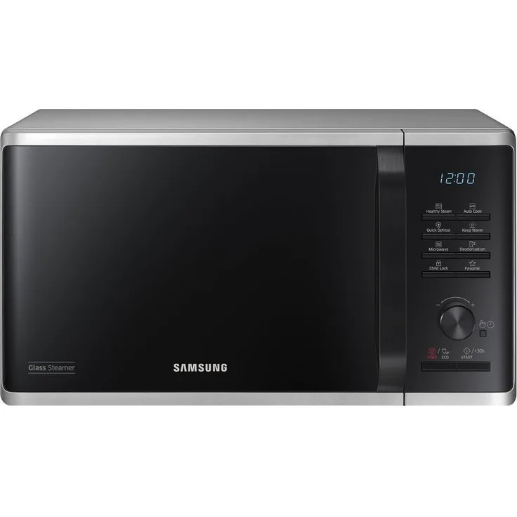 Samsung Mikrowelle mg23 K3515as EC mit Grill, Standgerät, 23 Liter Garraum, 1100 Watt, silber schwarz, Keramik, Emaille