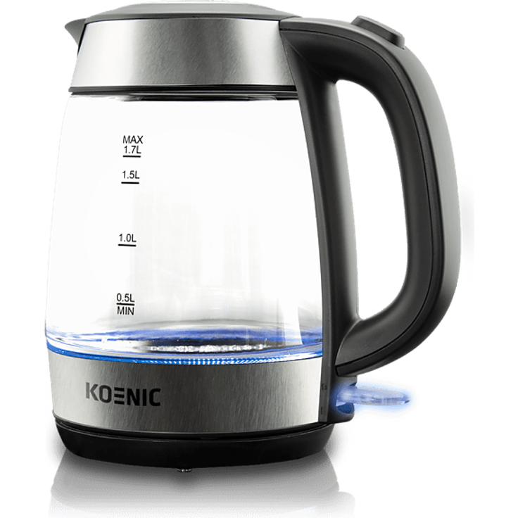Koenic KWK 2220 Glas-Wasserkocher, 2200W, 1,7L, edelstahl, weiß